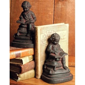 Young Reader Victorian Child Bookends Resin 7" Felt Lined Bottom  792923239345  273406612098